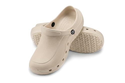 ESTRO Zuecos Sanitarios Mujer Goma - Unisexo Zapatillas Casa Verano Hombre Zuecos Mujer Goma Ligero F92 (38 EU, Beige)