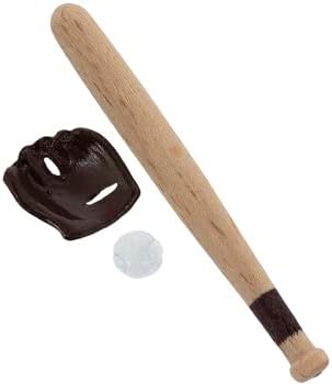 Miniatura 2 de Casa de muñecas y manualidades en miniatura, bate de béisbol, guante y pelota, 3 unidades, escala 112