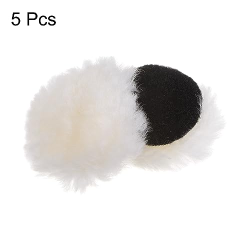 Image of HARFINGTON 5pcs Wool Buffing Pads, 2 inch Wool Polishing Pad Soft Buffing Pads Polishing Wheel with Hook and Loop Polishing, Buffing and Cutting for Car, Furniture