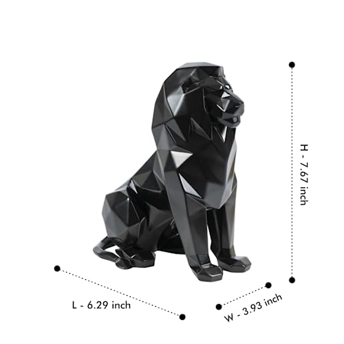 Image of Artarium Geometric Sitting Lion Decorative Showpiece for Home Decor Office Decor Animal Figurines Gifts Antique Design (Sitting Lion Black 7.67 Inch)