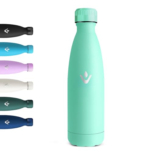 Motswedi Botella Termica Niños, 500ml, Botella Agua Acero Inoxidable Niños, Termo Sin BPA, Cantimplora Termica, con pared Doble Aislamient, Cantimplora para Adultos, Deporte, Gym, Verde Azul