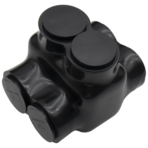 750Kcmil-1/0AWG Insulated 2 Port Inline Splice Connector Black Wire Connectors,Allen Hex 3/8" Insulated Cable Connectors Pre-Loaded Oxide Inhibitors,UL Listed(1pcs)