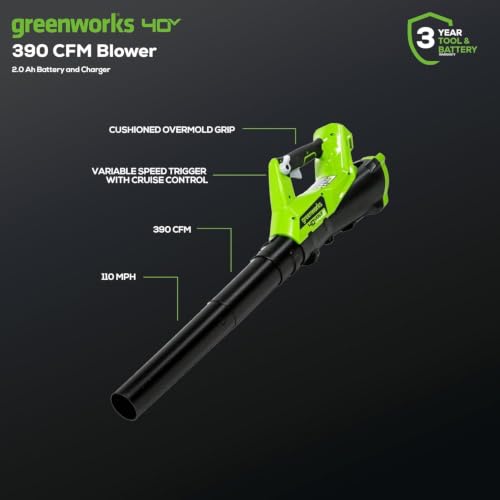 Image of Greenworks 40V 16 inch (Push) Cordless Lawn Mower (1 /3 Acre) + 12 inch String Trimmer + Leaf Blower, 4.0Ah + 2.0Ah Batteries and (2) Chargers Included