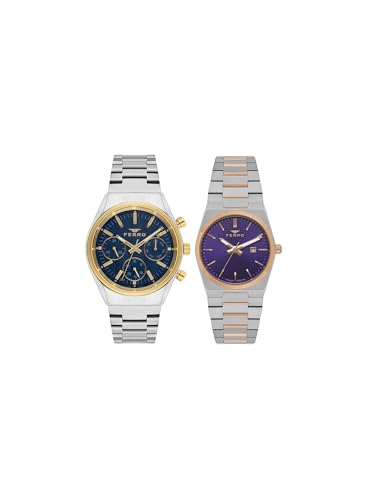 Image of Ferro Design in Italy Analog Purple & Blue Dial Couples Watch - FLM2541-P