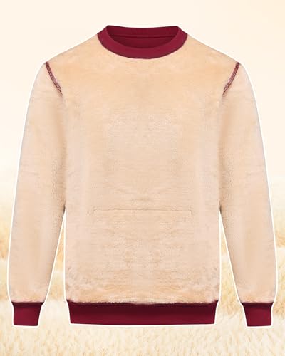 Men's Fleece Lined Sweatshirts Warm Winter Long Sleeve Crewneck Sweater Thermal Pullover with Pocket3