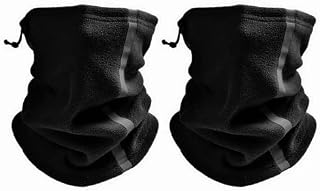 Persepolis 2 Pack Fleece Neck Warmer with Reflective Hi Vis Unisex Men Women Gaiter Adjustable Face Cover Winter Windproof Scarf for Cycling Skiing Motorcycle Running