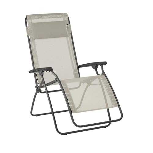 Lafuma R-Clip Batyline Relaxation Patio and Poolside Zero Gravity Outdoor Lounge Recliner Chair with Adjustable and Removable Headrest Seigle