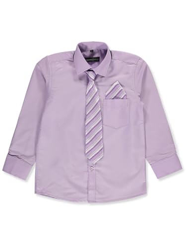 Kids World Boys' Dress Shirt & Tie (Patterns May Vary) - Lavender, 163