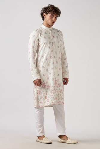 Image of BE ACTIVE Men's Cotton | Regular Fit Casual Mandarin Collar | Long Length Full Sleeves | Embroidered Indian Kurta