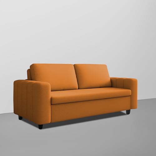 Image of Cisco 3 Seater Sofa Cum Bed for Home & Living Room (Orange) | Modern Premium Fabric Sofa Set | Foldable Convertible Sofa Bed | Furniture for Home, Office, Guest Room & Bedroom