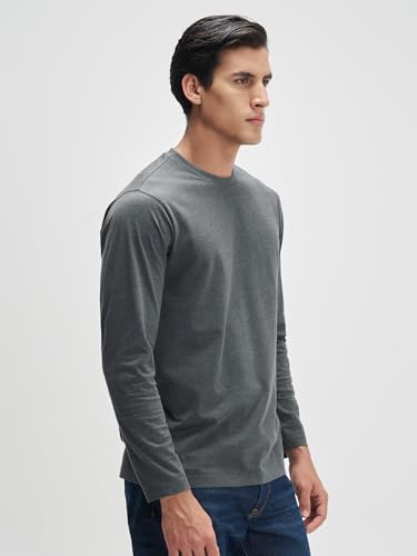 Image of XYXX Men's Solid Cotton T-Shirt | Round Neck Tshirt | Full Sleeves | Solid-Regular Fit Tshirt for Men