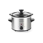 Progress EK2621P Stainless Steel Slow Cooker With Lid - 3 Heat Settings, 1.5L Removable Easy Clean Ceramic Bowl, Serves 1-2 People, Energy Efficient, Versatile Batch Cooking, Power Indicator Lights