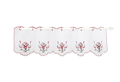 Violet Linen Saisonales Weihnachts-Muster, Beeren-Muster, Polyester-Organza-Stickerei, Weihnachtsmann, 152,4 x 45,7 cm, gerade, dekorative Fensterbehandlung, Ösenvorhang, Volant Cover
