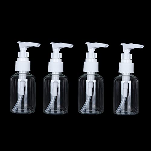 JIHUOO Lot de 4 flacons à Pompe vides en Plastique Transparent de 50 ML Rechargeables pour Savon Liquide, shampoing, Lotion
