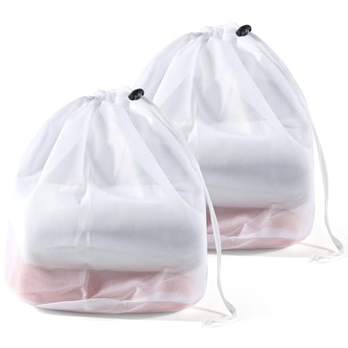 Elalove 2 Filets à Linge 30x40 cm, Sacs à Linge Réutilisables en Maille Fine avec Cordon de Serrage pour sous-Vêtements, Chaussettes et Vêtements...