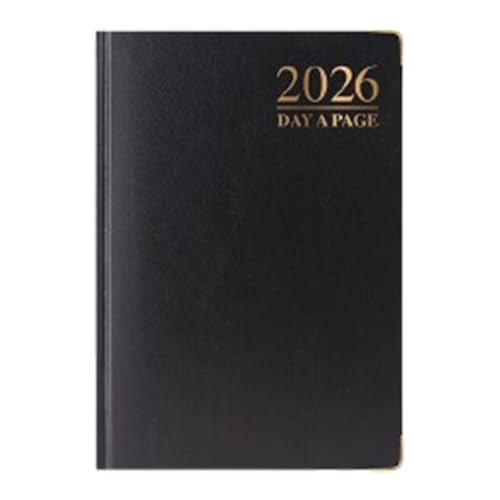 1ABOVE 2026 Premium Quality A6 Day to Page Diary | Hardback Gilt Edges Metal Corners | 60gsm-Paper - for Home and Office Use (BLACK)
