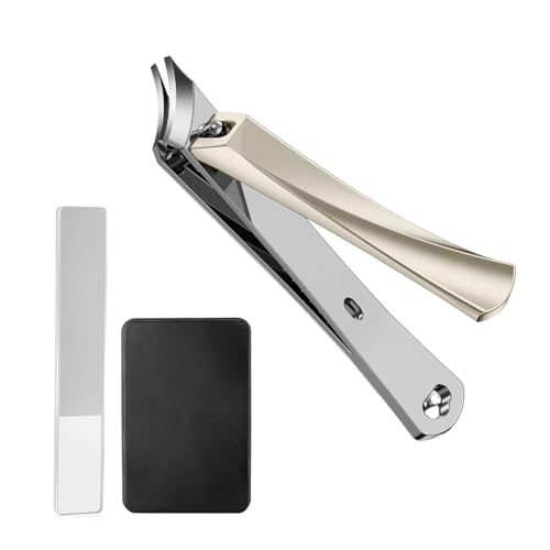 Image of MAYCREATE Nail Clipper Set, Stainless Steel Slanted Nail Cutter & Nail Filer Set with Travel Case Nail Grooming Kit Gift for Men Women