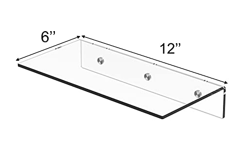 Jusalpha® 12 Inch Contemporary Clear Acrylic Floating Shelves -5 Mm Thickness Wall Mounted Display Organizer, Set Of 2 (12 Inches) #TOP2