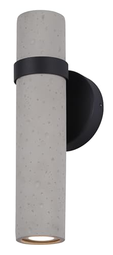 RIVO, LOL577BK -G-, BK (Sand) Color, LED Outdoor Up and Down Light, Cement and Acrylic, 9W Integrated LED, 450 Lumens, 3000K, DC Driver, 4.75inch W x 13inch H x 4.75inch D