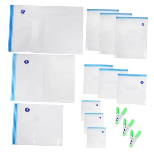 GRIRIW 3 Sizes Reusable Food Vacuum Sealer Bags Vacuum Sealer Bags for Storage - Clips