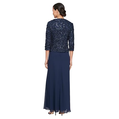 Alex Evenings Women's Long Empire Waist, Two Piece Mother of The Bride Dress with Lace Jacket, (Petite and Regular Sizes)3