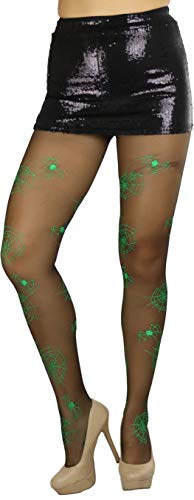 Image of ToBeInStyle Women's Spiderweb & Crawling Spider Print Hosiery Tights & Thigh High Stockings
