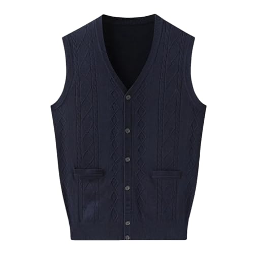 Men Fashion Autumn Oversized Waistcoat Casual V-Neck Knitted Vest Sleeveless Sweater Cardigan