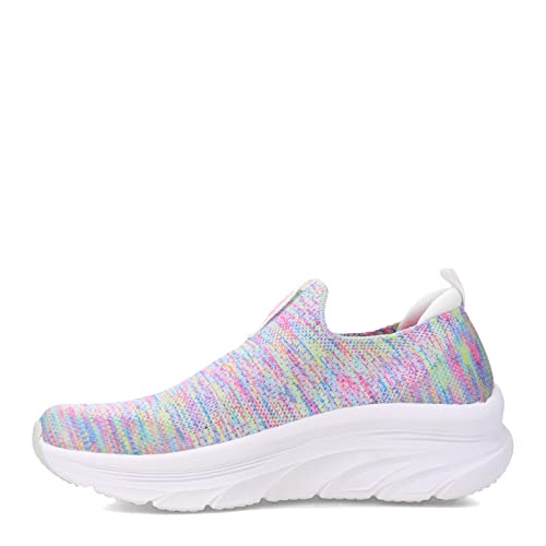 Skechers Women's D'LUX Walker-Rainbow Sky Sneaker, White/Multi=WMLT, 7