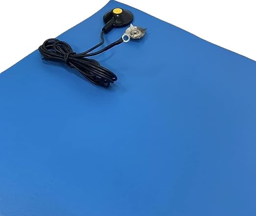 ESD Dissipative Mat Kit - Foam Mat - Three Layer Vinyl [with a Grounding Cable] (2ft x 10ft, Blue)
