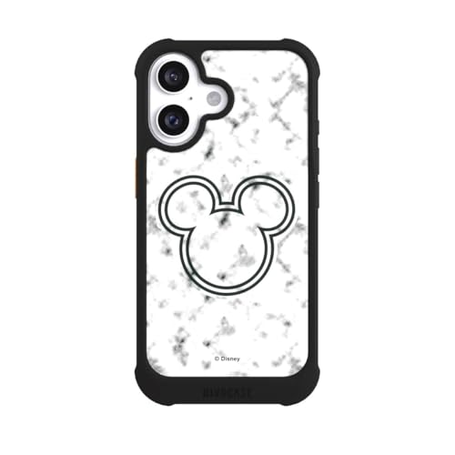 Coque iPhone 16 compatible MagSafe antichoc NIVOmax noire Mickey Marbre