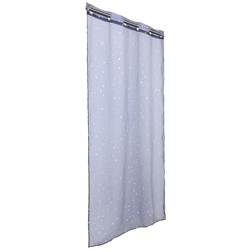 Angoily Cortina de Ventana Diseño de Estrellas Plateadas, Visillo de Poliéster para Decoración del Hogar, Protección Solar y Ambiente Moderno