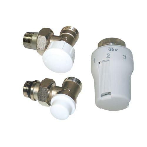 ODM Termobrico Kit valvola termostatizzabile con detentore e testa termostatica da 1/2" a squadra per Caloriferi e Termosifoni