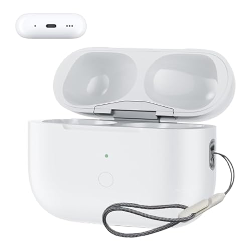 Wireless Charging Case Replacement for AirPods Pro Compatible for AirPod Pro 2 Generation Charging Case with Pairing Sync Button Support Wireless Charger Case (Airpod pro USB-C) (with Lanyard)