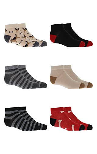 DENSLEY&CO Kids Boys 6-Pack Fun Graphic No-Show Anklet Socks Bundle | Multiple Colours & Patterns2