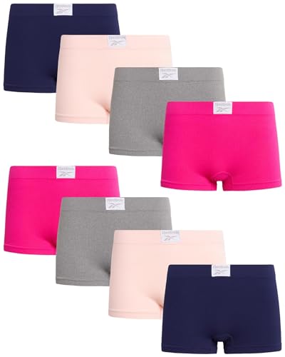 Reebok Womens Boyshorts - 8 Pack Breathable Stretch Ribbed and Cut-Out Mesh Boy Shorts Underwear for Women (Sizes: S-XL)