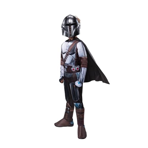 STAR WARS The Mandalorian Official Youth Halloween Costume - Padded Jumpsuit with Gloves, Detachable Cape, Plastic Mask4