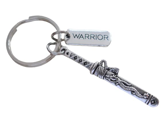 JewelryEveryday Samurai Sword Charm Keychain with Warrior Tag Charm
