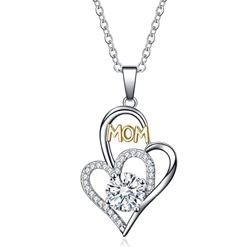 Collier de chaîne Or Blanc 18K pour femmes avec pendentif Coeur Moissanite