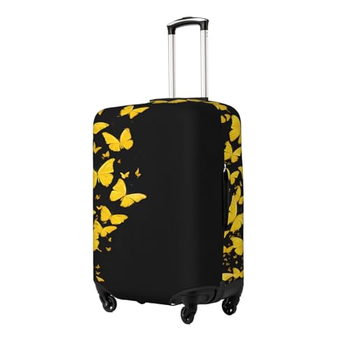Luggage Covers For Suitcase Gold White Butterfly Black Print Suitcase Cover Elastic Luggage Covers Suitcase Protector 18-32 Inch2