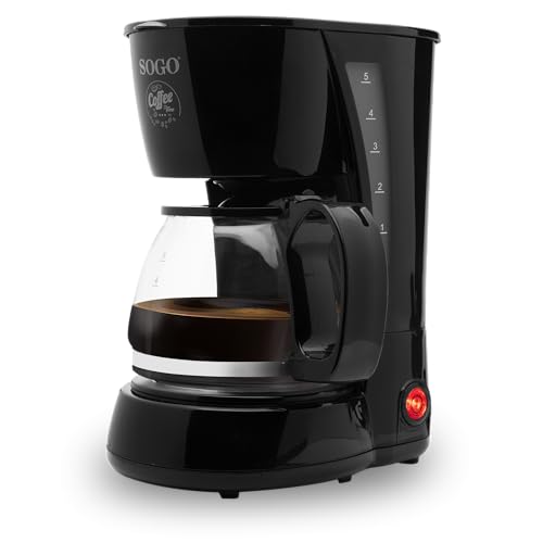 SOGO Cafetera de Goteo Eléctrica 4 Tazas 650W con Filtro Permanente y Sistema Antigoteo - Cafetera Eléctrica Pequeña con Jarra de Vidrio Resistente - Coffee Maker para Café Molido Compacta SOGO Cafetera de Goteo Eléctrica 4 Tazas 650W con Filtro Permanente y Sistema Antigoteo - Cafetera Eléctrica Pequeña con Jarra de Vidrio Resistente - Coffee Maker para Café Molido Compacta