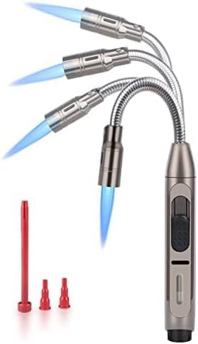 Sondiko Stabfeuerzeug, 360° Flexible Gasfeuerzeug mit Sperrvorrichtung Sturmfeuerzeug, Jetflamme Feuerzeug für Kamin, Küche, Kerzen, BBQ, Ofen,...