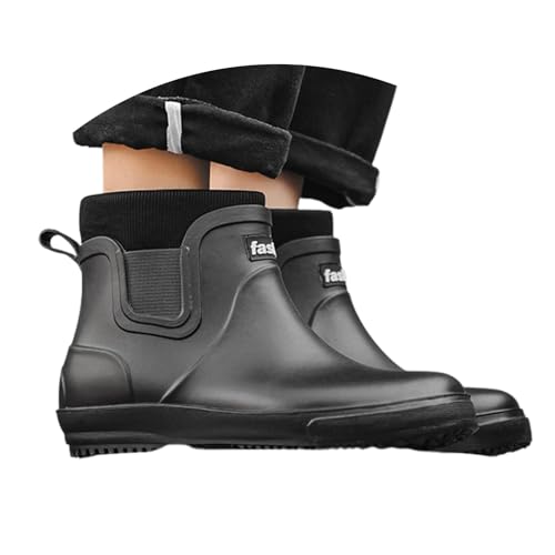 Botas de goma de media altura para hombre, antideslizantes, para exteriores, botas de goma cortas, ligeras, impermeables, zapatos de jardín, unisex, para adultos, A2 negro., 44/EU