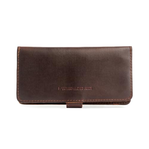 Image of Portland Leather Goods Women's Bifold Wallet - Slim Design with Secure Snap, 8 Card Slots & Interior Zipper Pocket - Grizzly