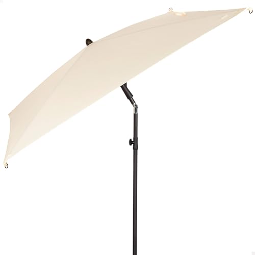 AKTIVE 61150 Ombrellone da terrazza quadrato, 175 x 175 cm, beige, manico in acciaio inclinabile, tessuto poliestere con protezione UV30, 4 aste resistenti, facile da montare e conservare, ombrellone