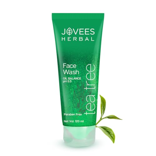 Jovees Herbal Tea Tree Oil Control Face Wash for Oily & Sensitive Skin | Paraben & Alcohol-Free, Controls Oil, Prevents Breakouts , Remove Dead Skin | Gentle Cleanser For All Skin | For Men & Women - 120ml