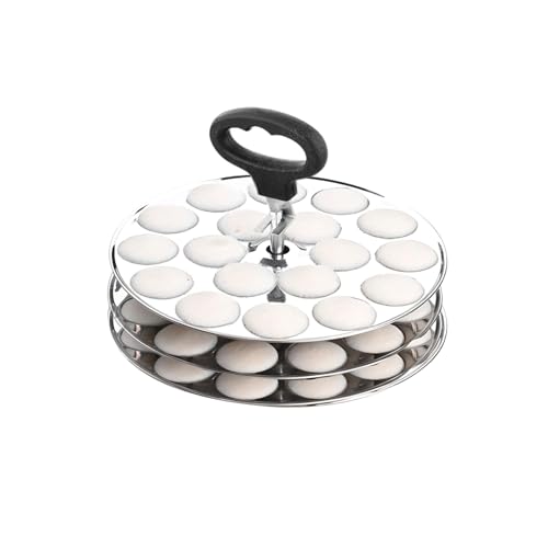Next Future 5-Star Stainless Steel Mini Idli Plates set of 3 | Mini Idli Stand | Mini Idli Maker Stand with 54 Idli Kulis, High Polish with Rod Picker Handle (3 Plates)