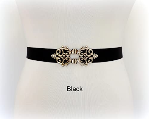 Navy Blue Elastic Waist Belt with Silver Filigree Clasp4
