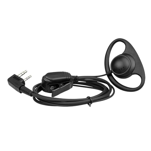 D型イヤーフック - 2.5mm吊り下げイヤホン, 内蔵マイク付き片耳ヘッドセット | 1ピンプラグコネクタイヤホン For 無線機 トランシーバー ガード 警備 工場 現場 仕事 通信 配達 作業