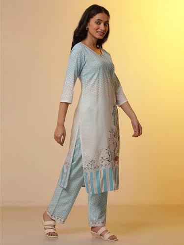 Image of Aurelia Women Straight Viscose Kurta Set with Palazzos & Dupatta