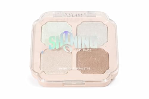 Image of AnyLady Shining My Face 4 Shade Highlighter Palette - Glowy Shimmers for Face, Cheeks & Body
